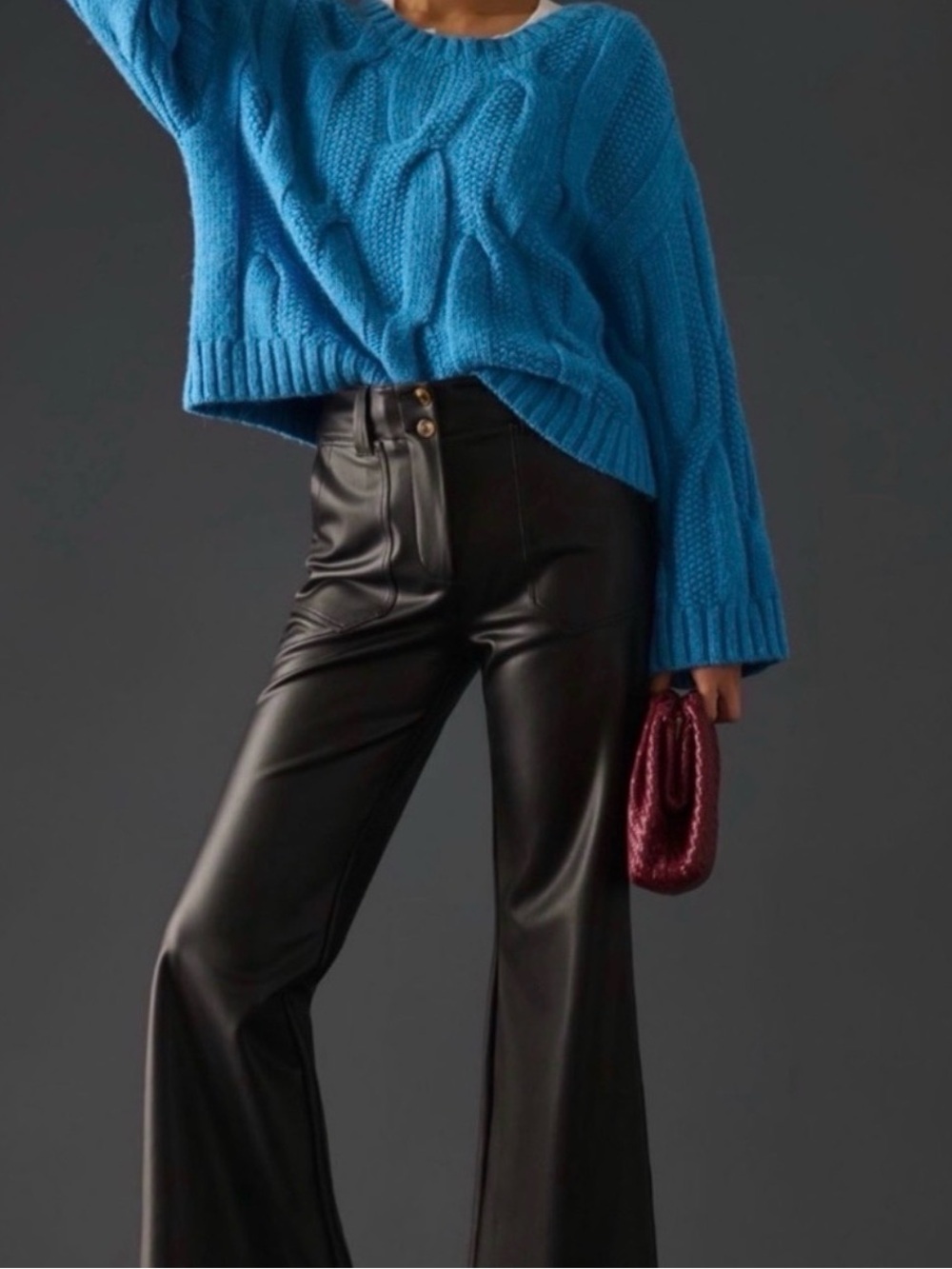 Anthropologie The Naomi wide-leg flare pants by Maeve size 8 leather